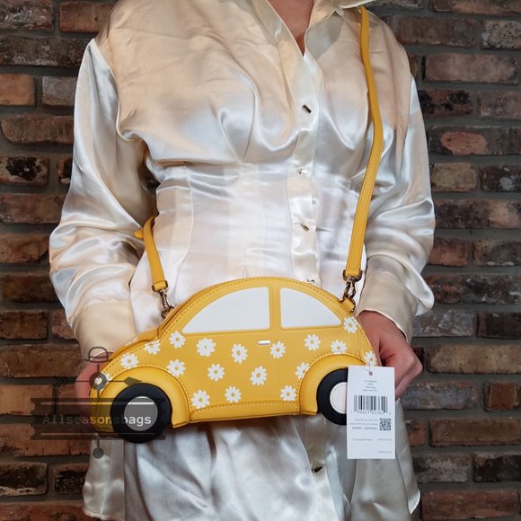 AUTHENTIC Beetle Kate Spade beep beep car crossbody bag yellow multi novelty - Picture 9 of 12
